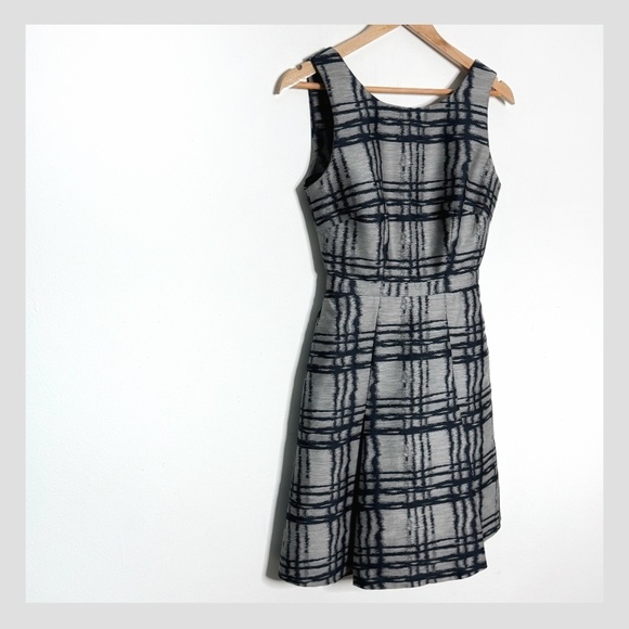 Reiss Peron Dress Fit And Flare Cocktail Mini Dress Sleeveless Pockets Navy Grey - Picture 6 of 16